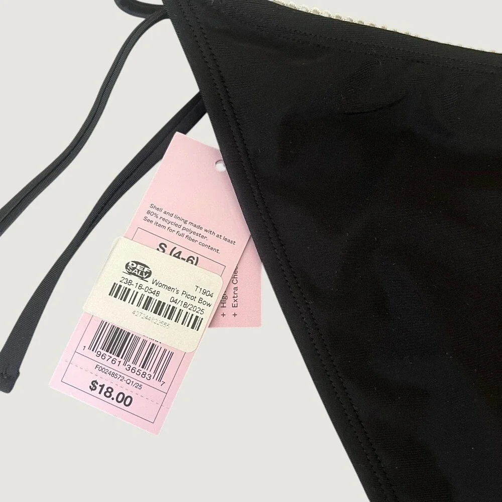 Wild Fable Low Rise High Leg Extra Cheeky Bikini Bottom Womens Small Black NWT
